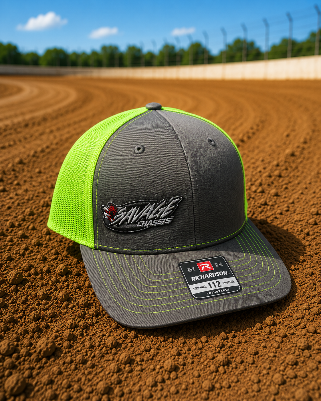 Savage Chassis Grey and Green Hat